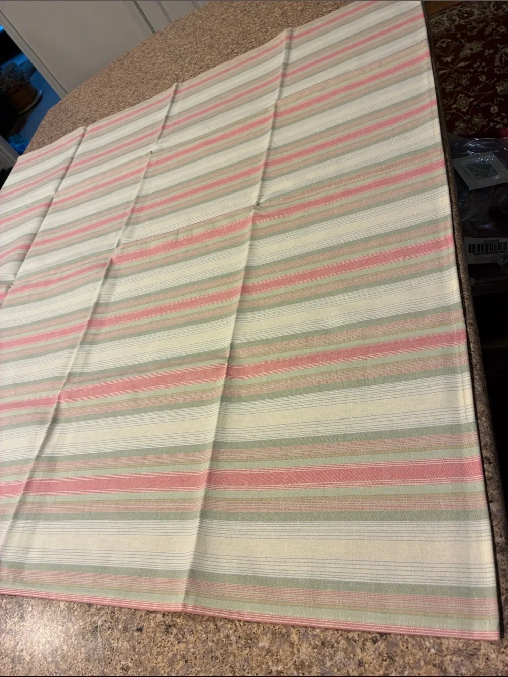 Longaberger 36” Cabana Stripe Fabric Square SMELLS MUSTY